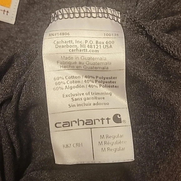 Carharrt Men's medium dark gray short sleeve tee shirt w/chest pocket LOT E 28 - Picture 4 of 6